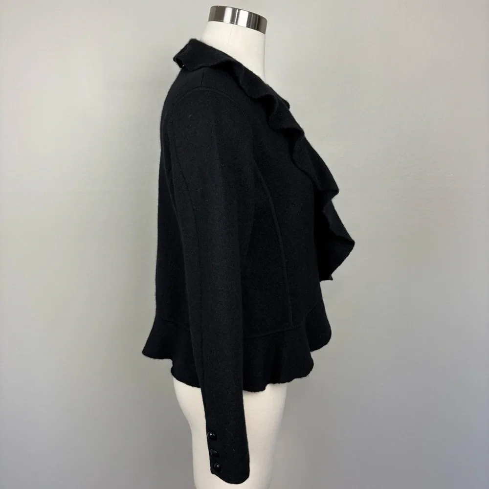 Jones New‎ York Petite Collection Wool Jacket Size M Black Ruffled Work Church